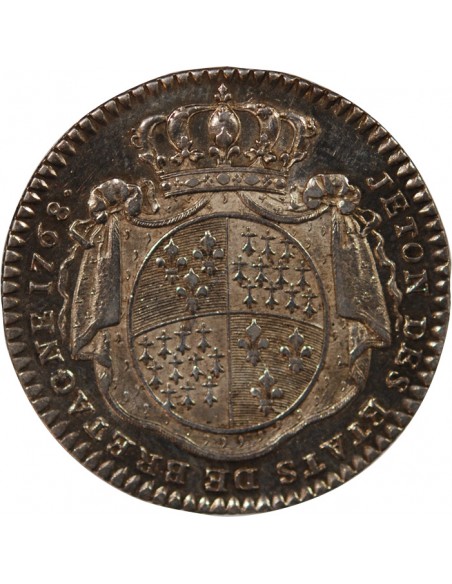 ETATS DE BRETAGNE, LOUIS XV – JETON ARGENT 1768 RENNES Daniel 119