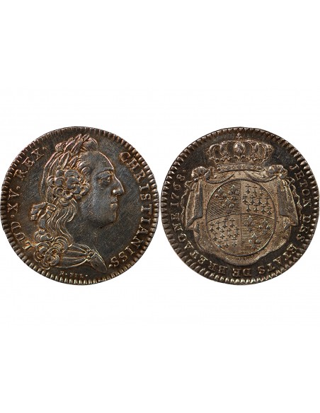 ETATS DE BRETAGNE, LOUIS XV – JETON ARGENT 1768 RENNES Daniel 119