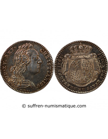 ETATS DE BRETAGNE, LOUIS XV – JETON ARGENT 1768 RENNES Daniel 119