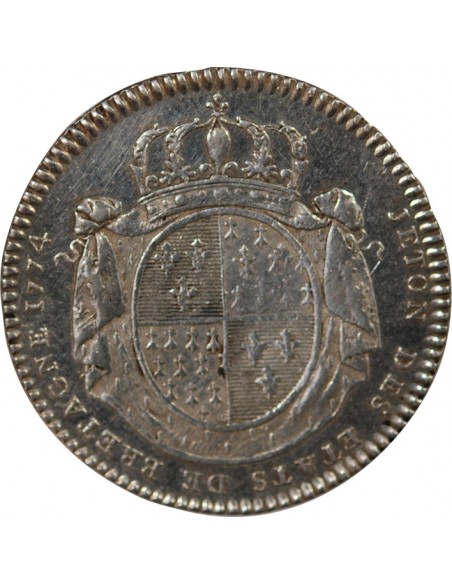 ETATS DE BRETAGNE, LOUIS XVI – JETON ARGENT 1774 RENNES Daniel 123