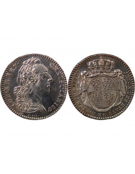 ETATS DE BRETAGNE, LOUIS XV – JETON ARGENT 1772 MORLAIX Daniel 121