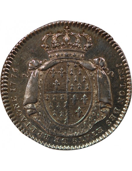 ETATS DE BRETAGNE, LOUIS XVI – JETON ARGENT 1776 RENNES Daniel 125