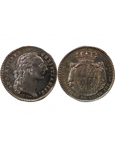 ETATS DE BRETAGNE, LOUIS XVI – JETON ARGENT 1776 RENNES Daniel 125