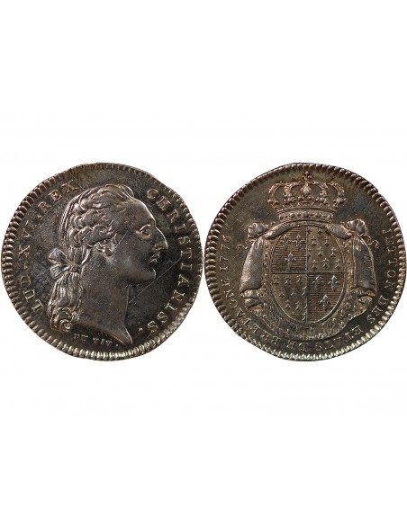 ETATS DE BRETAGNE, LOUIS XVI – JETON ARGENT 1776 RENNES Daniel 125