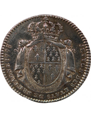 ETATS DE BRETAGNE, LOUIS XVI – JETON ARGENT 1778 RENNES Daniel 126