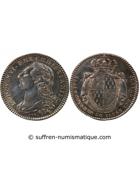 ETATS DE BRETAGNE, LOUIS XVI – JETON ARGENT 1778 RENNES Daniel 126