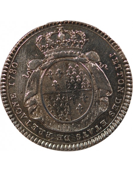 ETATS DE BRETAGNE, LOUIS XVI – JETON ARGENT 1780 RENNES Daniel 127