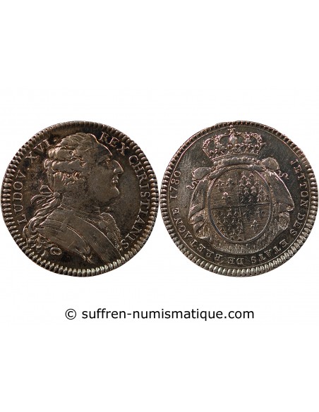 ETATS DE BRETAGNE, LOUIS XVI – JETON ARGENT 1780 RENNES Daniel 127