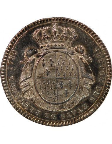 ETATS DE BRETAGNE, LOUIS XVI – JETON ARGENT 1780 RENNES Daniel 128