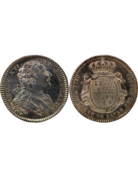 ETATS DE BRETAGNE, LOUIS XVI – JETON ARGENT 1780 RENNES Daniel 128
