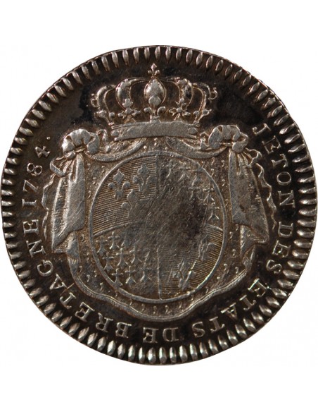 ETATS DE BRETAGNE, LOUIS XVI – JETON ARGENT 1784 RENNES Daniel 130
