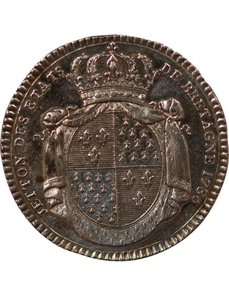 ETATS DE BRETAGNE, LOUIS XVI – JETON ARGENT 1786 RENNES Daniel 135