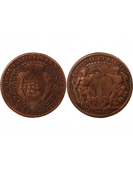 MAIRE DE NANTES, MATHURIN BELLABRE - JETON CUIVRE 1748-1754