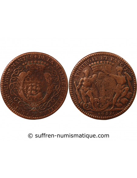 MAIRE DE NANTES, MATHURIN BELLABRE - JETON CUIVRE 1748-1754