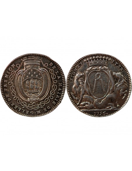 MAIRE DE NANTES, JEAN-BAPTISTE GELLÉE DE PREMION – JETON ARGENT 1756