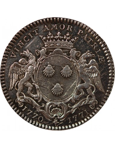 MAIRE DE NANTES, PHILIPPE VINCENT ROGER, SEIGNEUR DE LA MOUCHETIERE – JETON ARGENT 1771
