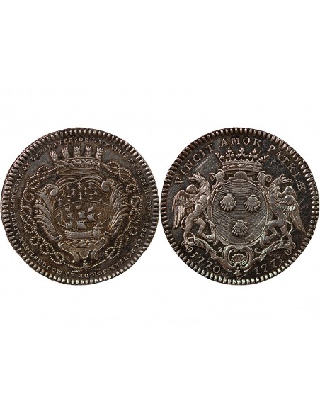 MAIRE DE NANTES, PHILIPPE VINCENT ROGER, SEIGNEUR DE LA MOUCHETIERE – JETON ARGENT 1771