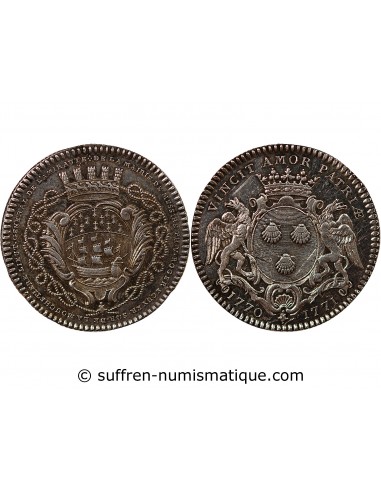 MAIRE DE NANTES, PHILIPPE VINCENT ROGER, SEIGNEUR DE LA MOUCHETIERE – JETON ARGENT 1771