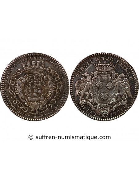 MAIRE DE NANTES, PHILIPPE VINCENT ROGER, SEIGNEUR DE LA MOUCHETIERE – JETON ARGENT 1771