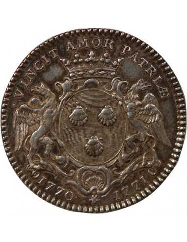 MAIRE DE NANTES, PHILIPPE VINCENT ROGER, SEIGNEUR DE LA MOUCHETIERE – JETON ARGENT 1771