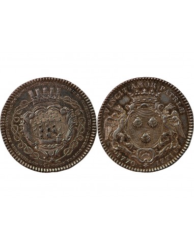 MAIRE DE NANTES, PHILIPPE VINCENT ROGER, SEIGNEUR DE LA MOUCHETIERE – JETON ARGENT 1771