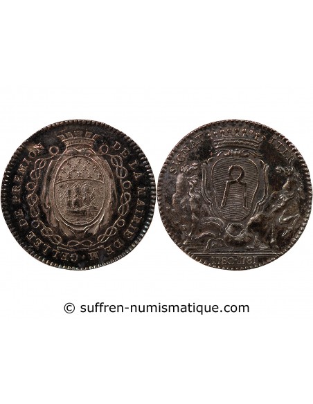 MAIRE DE NANTES, JEAN-BAPTISTE GELLÉE DE PREMION – JETON ARGENT 1781