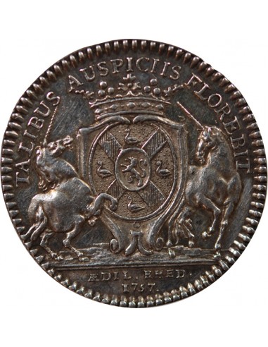 MAIRE DE RENNES, JEAN BAILLON - INTENDANT, LEBRET - JETON ARGENT 1757