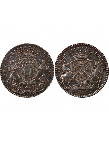 MAIRE DE RENNES, JEAN BAILLON - INTENDANT, LEBRET - JETON ARGENT 1757