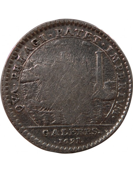 GALERES ROYALES, LOUIS AUGUSTE DE BOURBON - JETON ARGENT 1691