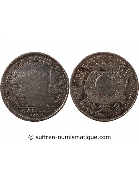 GALERES ROYALES, LOUIS AUGUSTE DE BOURBON - JETON ARGENT 1691