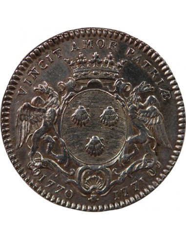 MAIRE DE NANTES, PHILIPPE VINCENT ROGER, SEIGNEUR DE LA MOUCHETIERE – JETON ARGENT 1771