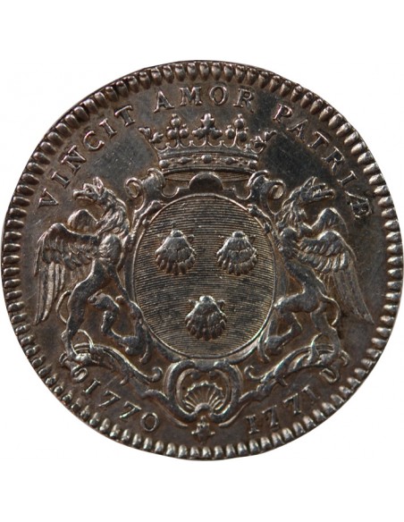 MAIRE DE NANTES, PHILIPPE VINCENT ROGER, SEIGNEUR DE LA MOUCHETIERE – JETON ARGENT 1771