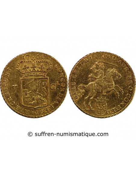 PROVINCES UNIES, PROVINCE DE GUELDRE - 7 GULDEN OR - 1760, HARDERWIJK