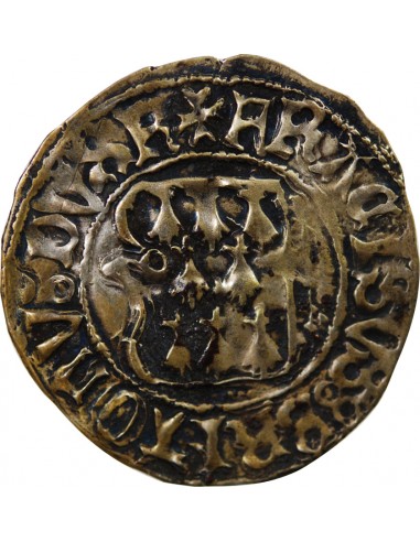 DUCHÉ DE BRETAGNE, FRANCOIS I et II - BLANC A LA TARGE 1442 / 1488 RENNES, CONTREFACON D'EPOQUE