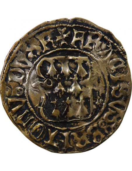 DUCHÉ DE BRETAGNE, FRANCOIS I et II - BLANC A LA TARGE 1442 / 1488 RENNES, CONTREFACON D'EPOQUE