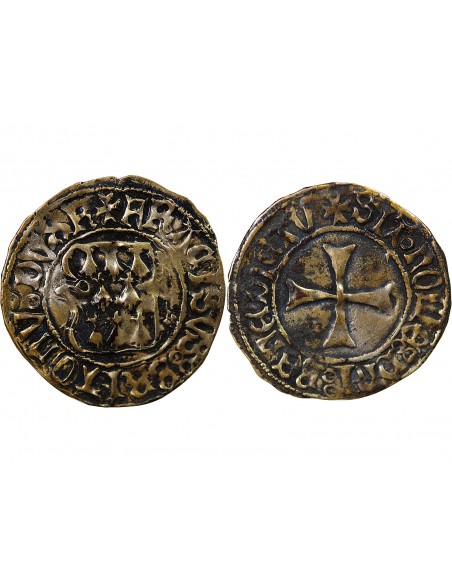 DUCHÉ DE BRETAGNE, FRANCOIS I et II - BLANC A LA TARGE 1442 / 1488 RENNES, CONTREFACON D'EPOQUE