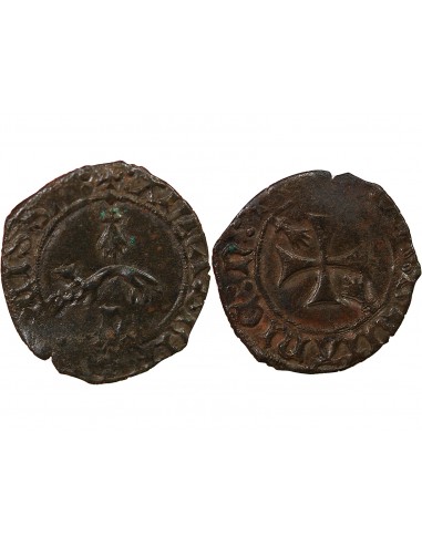 DUCHÉ DE BRETAGNE, ANNE DE BRETAGNE - DOUBLE DENIER A L'HERMINE - 1488 / 1491 NANTES
