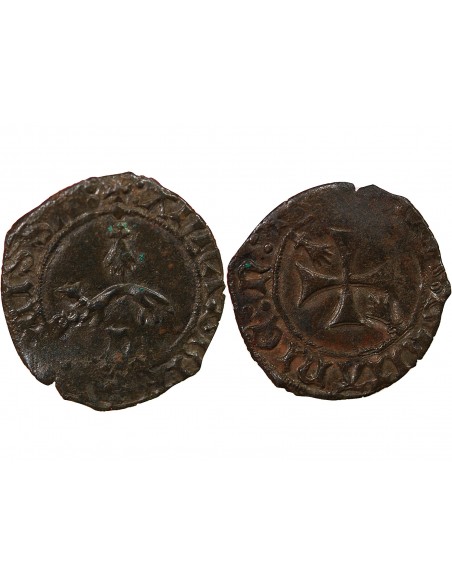 DUCHÉ DE BRETAGNE, ANNE DE BRETAGNE - DOUBLE DENIER A L'HERMINE - 1488 / 1491 NANTES