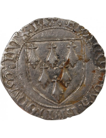 DUCHÉ DE BRETAGNE, FRANCOIS II - GROS A L'ÉCU 1458 / 1488 RENNES