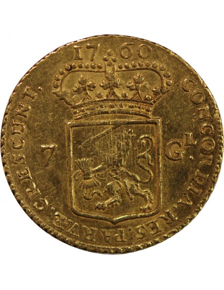 PROVINCES UNIES, PROVINCE DE GUELDRE - 7 GULDEN OR - 1760, HARDERWIJK