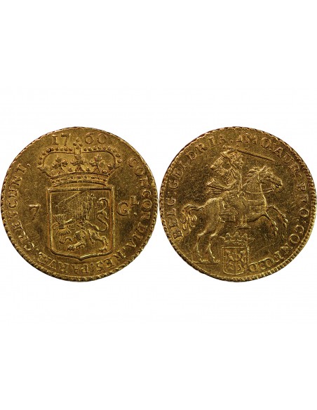 PROVINCES UNIES, PROVINCE DE GUELDRE - 7 GULDEN OR - 1760, HARDERWIJK