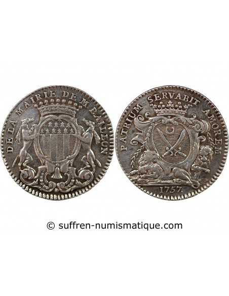 MAIRE DE RENNES, JEAN BAILLON - JETON ARGENT 1757
