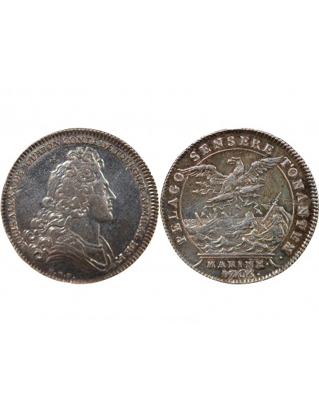 GALERES ROYALES, LOUIS ALEXANDRE DE BOURBON, COMPTE DE TOULOUSE - JETON ARGENT 1705