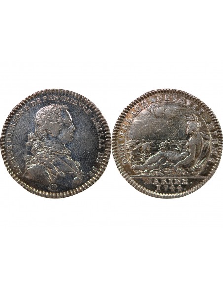 GALERES ROYALES, LOUIS JEAN MARIE DE BOURBON, DUC DE PENTHIEVRE - JETON ARGENT 1744