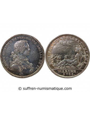 GALERES ROYALES, LOUIS JEAN MARIE DE BOURBON, DUC DE PENTHIEVRE - JETON ARGENT 1744