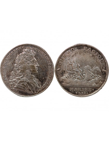 GALERES ROYALES, LOUIS ALEXANDRE DE BOURBON, COMPTE DE TOULOUSE - JETON ARGENT 1712