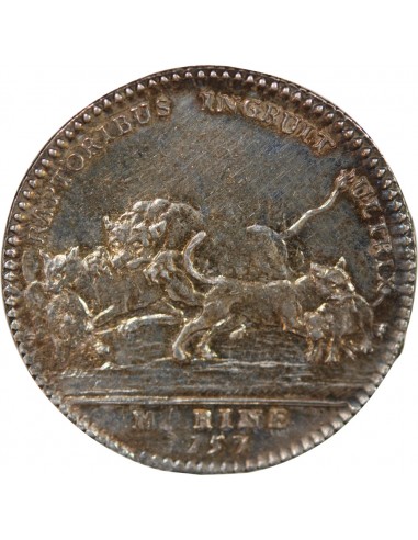 GALERES ROYALES, LOUIS XV - LUTTE CONTRE LA PIRATERIE EN MEDITERRANEE - JETON ARGENT 1757