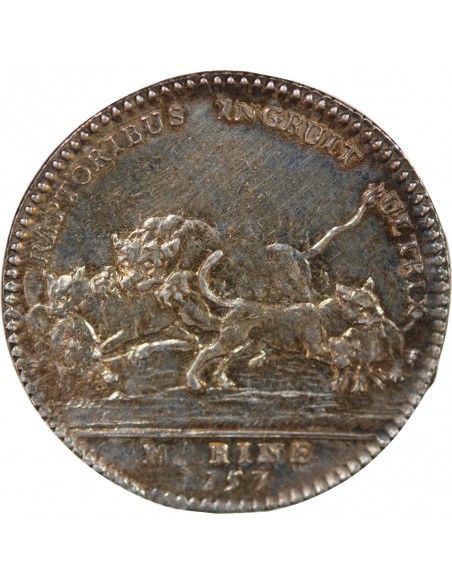 GALERES ROYALES, LOUIS XV - LUTTE CONTRE LA PIRATERIE EN MEDITERRANEE - JETON ARGENT 1757
