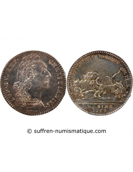 GALERES ROYALES, LOUIS XV - LUTTE CONTRE LA PIRATERIE EN MEDITERRANEE - JETON ARGENT 1757