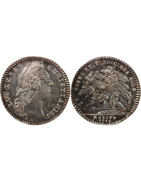GALERES ROYALES, LOUIS XV - JETON ARGENT 1758